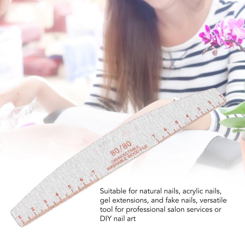 50 Pcs 80/80 Grit Nail Files Coarse Nail Filers Manicure Tool Curved Washable Reusable for Acrylic Nails Extension Gel Nails Fake Nails