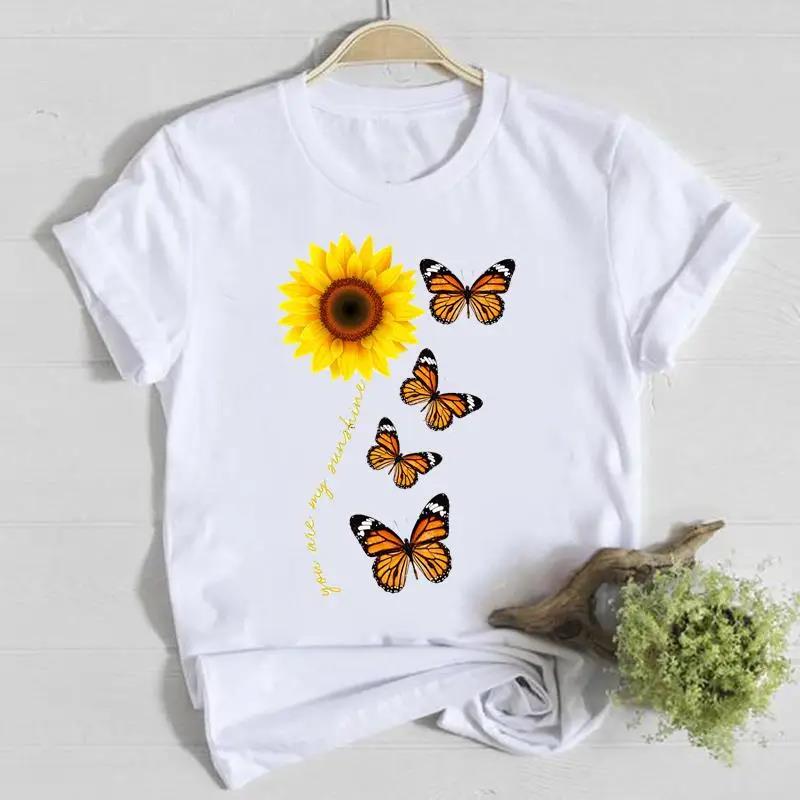 Butterfly Cute Sweet Lovely Casual T Shirt Graphic Print Fashion Crew Neck Short Sleeve Plus Size T Shirt Unisex