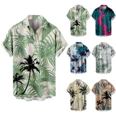Men'S Casual Lapel Beach Holiday Wear Fashion Shirt Hawaiian Short-Sleeved Shirt