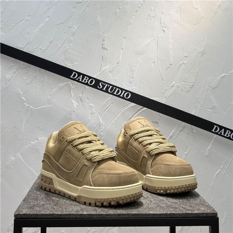 New autumn and winter leather bread shoes, velvet warm platform shoes, low-top lace-up casual board shoes 38 [too large = leather shoe size]