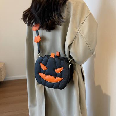 Halloween-Kürbis Teuflischer Stil Tasche mit Geister-Schädel-Akzent Modische Geldbörse für Damen und Mädchen Bezauberndes Accessoire