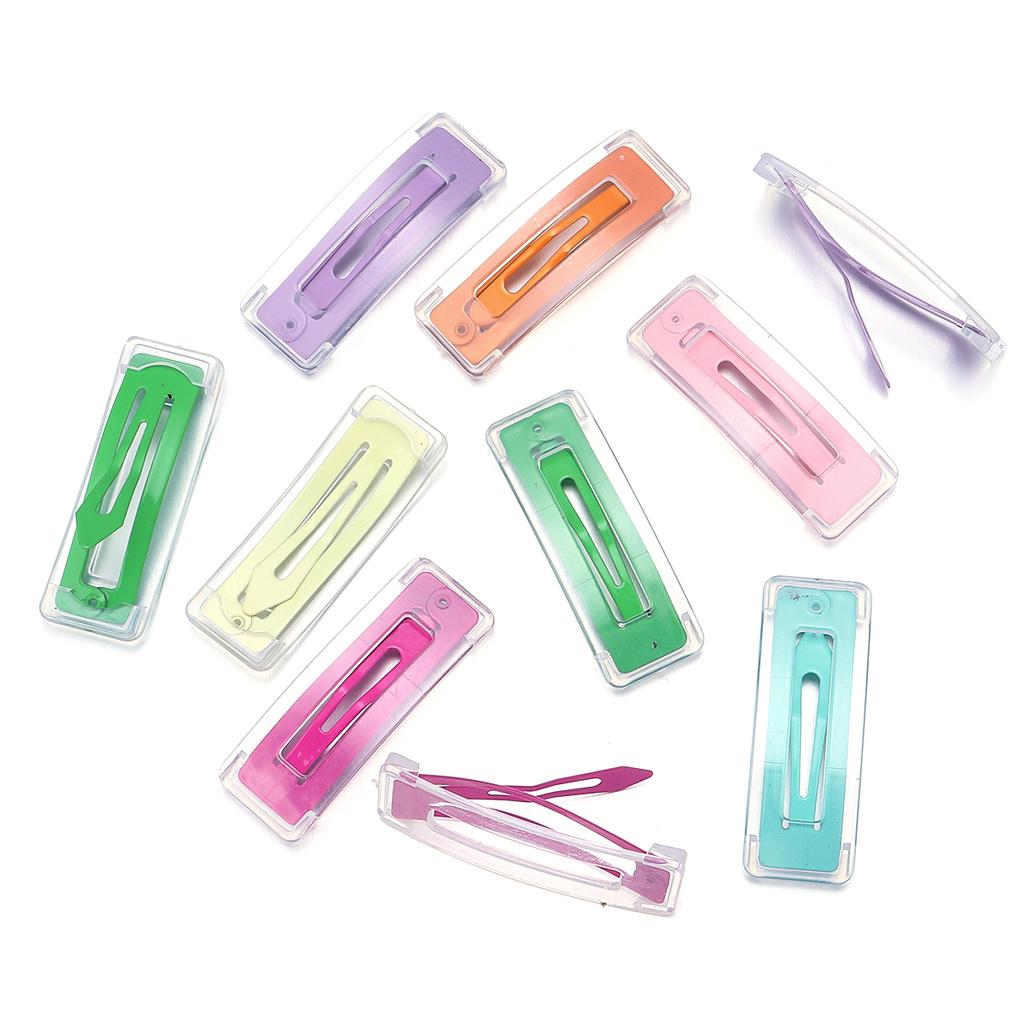 10Pcs Solid Color Hairpins BB Hair Clips Lovely Rectangle Girls Snap Clip Barrettes For Headwear Hair Style Wash Up Makeup Tools