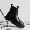 Fashion Men's Leather High-top Chelsea Boots 2025 Black Leather Shoes Retro Chimney Boots for Men Formal Wear Fashion Trend Casual Boots