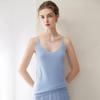 2026 Le Kasha Women's Cashmere Slim-Fit V-Neck Camisole - Autumn/Winter Solid Color Pullover Base Layer