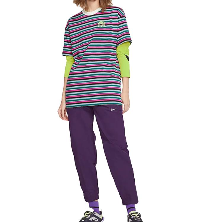 Nike X Olivia Burton Striped Short Sleeve T-Shirt Women Tops Multicolor CT2018-873