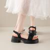 Fashion Summer New Women's Sandals: Open Toe with Pearl Button Strap, Thick Sole Waterproof Platform Shoes2025