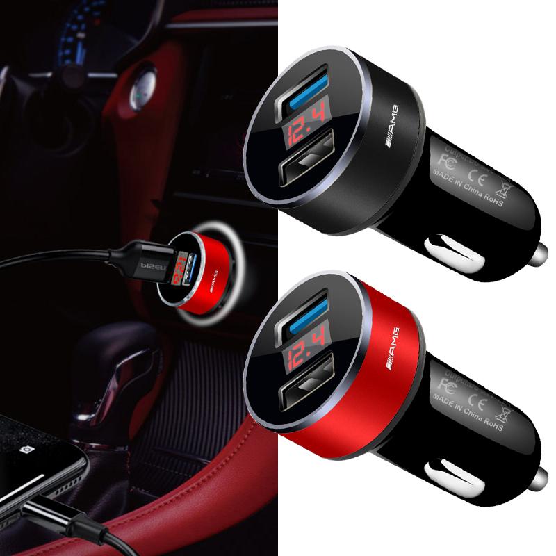 2USB Ports Fast Charging Digital Display Car Charger Car Accessories For Mercedes-Benz AMG W166 W212 W204 C E ML GL GLK Class X166 X204
