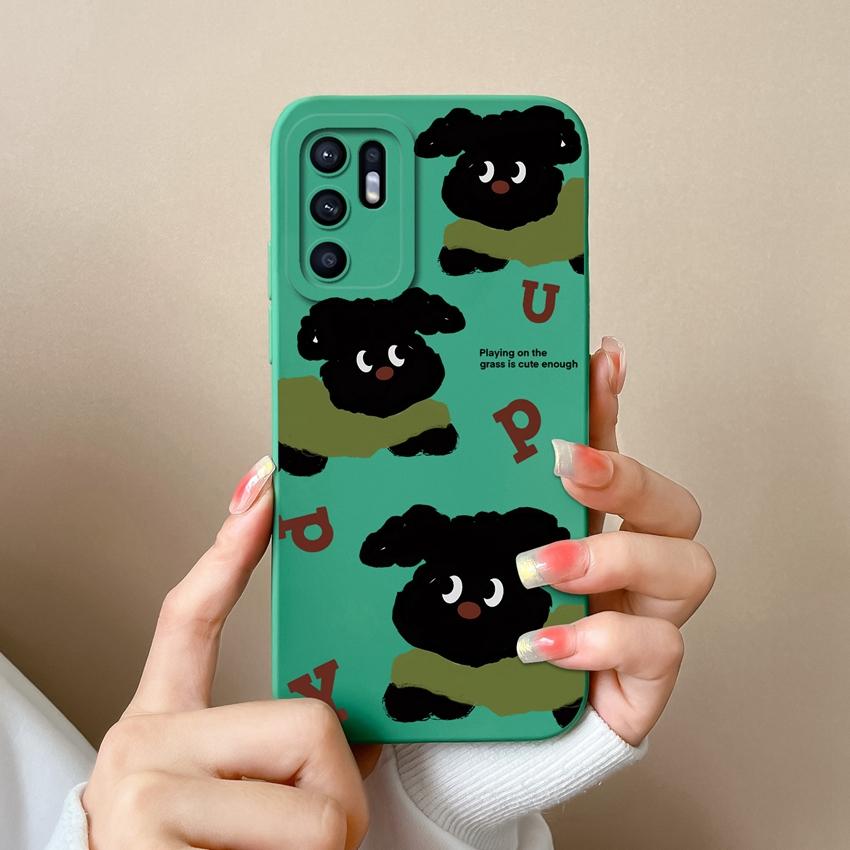For Oppo Reno6 7 8 10 Pro Lite 6z 7z 8z Phone Cover Fashion Oil Painting Black Cat Patterns Soft Casing Screen Protector Anti Slip Shell For Oppo Case