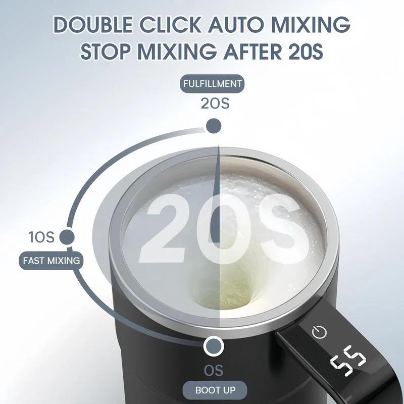 Ny USB-uppladdningsbar Automatisk Magnetisk Mugg Elektrisk Kaffe Självblandande Mugg IP67 Vattentät Livsmedelssäker 380ML Kaffemugg För Te