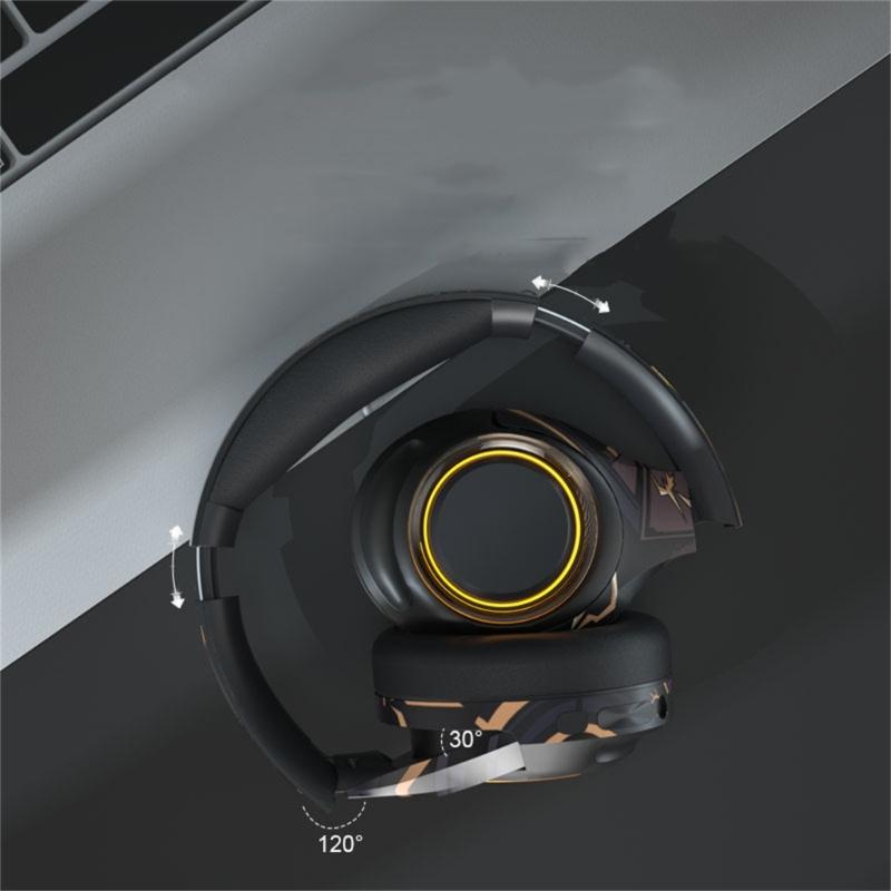 Wireless Gaming Headsets with Noise Cancelling Bluetooth-compatible Over Ear Headphones with Detachable Boom Microphone