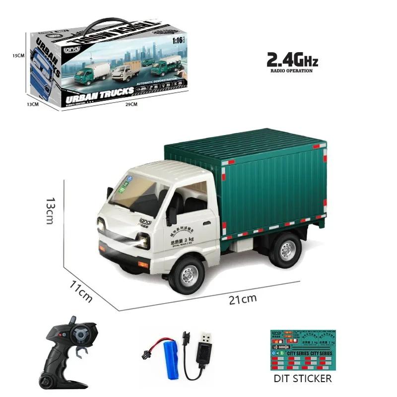 1/16 Remote Control Van Truck 2.4G 5CH Mini RC Car Children Toys Radion Controlled Ice Cream Trucks Transport Cars with Lights