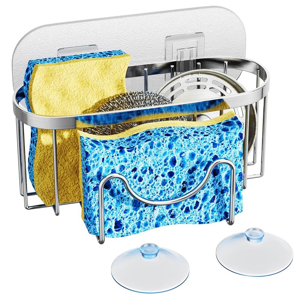 Rustproof Stainless Steel Sponge Holder Hollowed Sink Sponge Stand Countertop