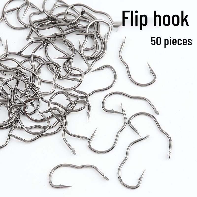 Automatic 3-Shaped Carbon Steel Fish Hook with Barb for Crucian Carp & Wild Fishing - Anti-Spit, Triple-Bend Design