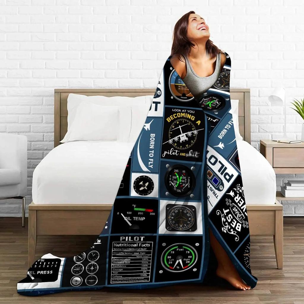 Pilot Gifts, Aviation Gifts, Pilot Aviation Blankets, Pilot Gifts, Aviation Pilot Instrument Gifts Blankets, Super Soft Blankets