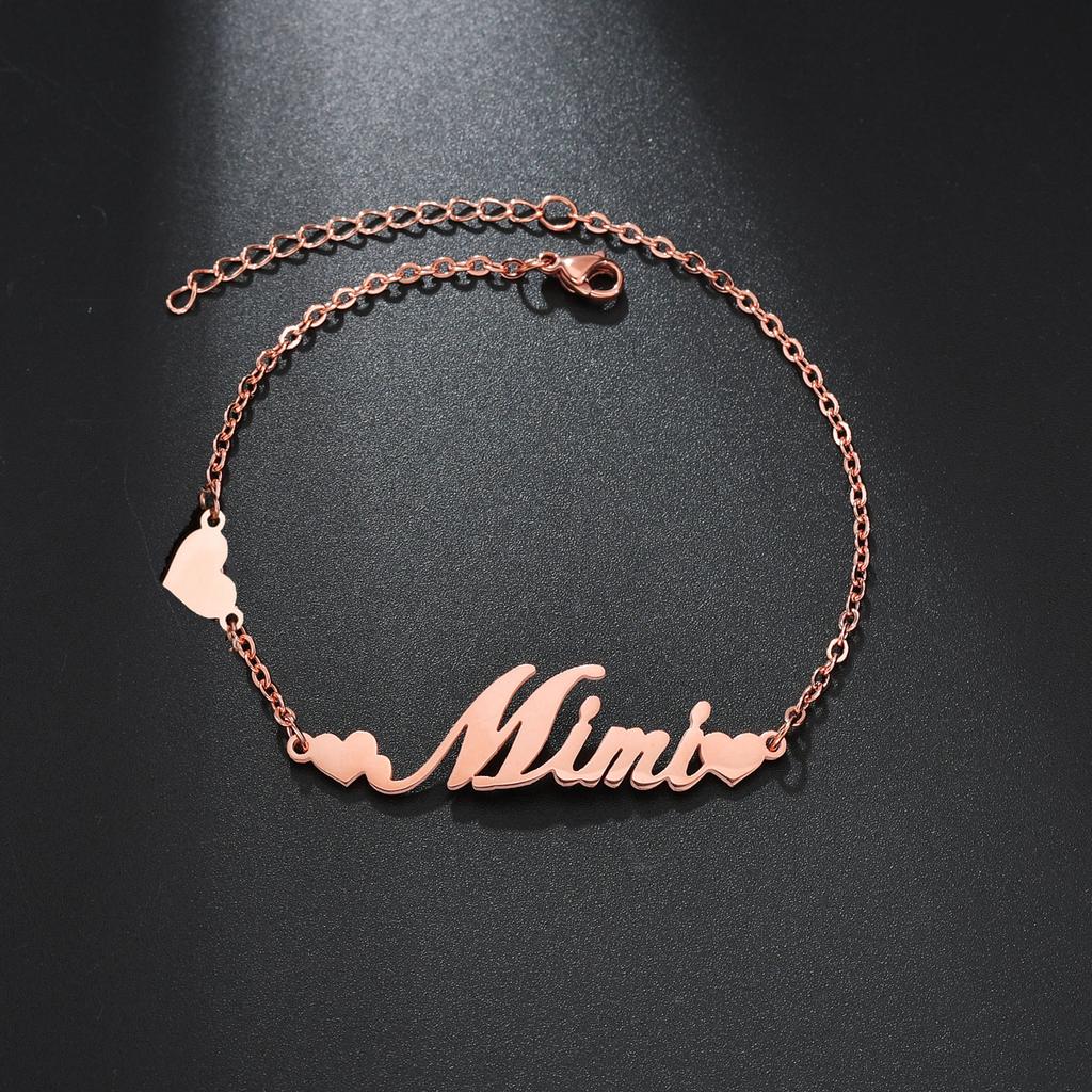 Atoztide Personalized Custom Name Crown Heart Bracelet Thick Chain for Women Stainless Steel Zircon Flower Bangle Jewelry Gift
