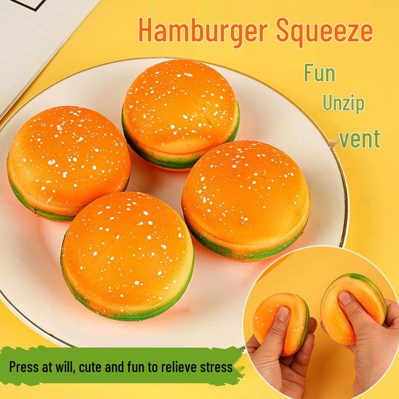 Cross-Border Decompression Toys: Fluid Egg Yolk Pastry, Hamburger Vent & Squirrel Cup. Slow Rebound, Pinch & Squeeze for Stress Relief.