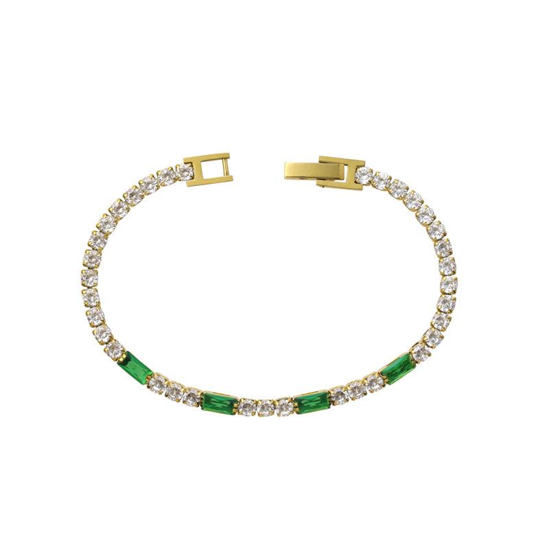 Full Diamond Stainless Steel Zircon Bracelet Women'S Fashion High-End Sense H-Shaped Buckle Plated 18K Gold Titanium Steel Bracelet