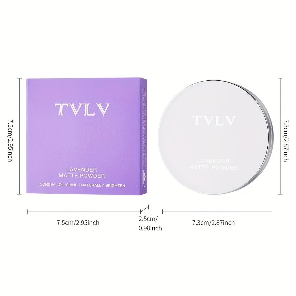 Lavender Matte Makeup Setting Powder with Powder Puff - Oil-Control, Long-Lasting, Waterproof Pressed Powder Natural Finish & Strong Coverage Powder