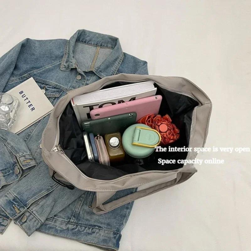 Casual Fashion Large Capacity Tote Bag Simple Travel Bag Women Large Shoulder Bag Aesthetic Handbags Drawstring Tote Handbag