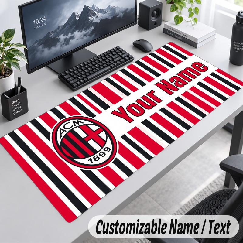 AC Milan Personalized Large Mouse Pad Custom Name Text Extended Desk Mat Gaming Mousepad