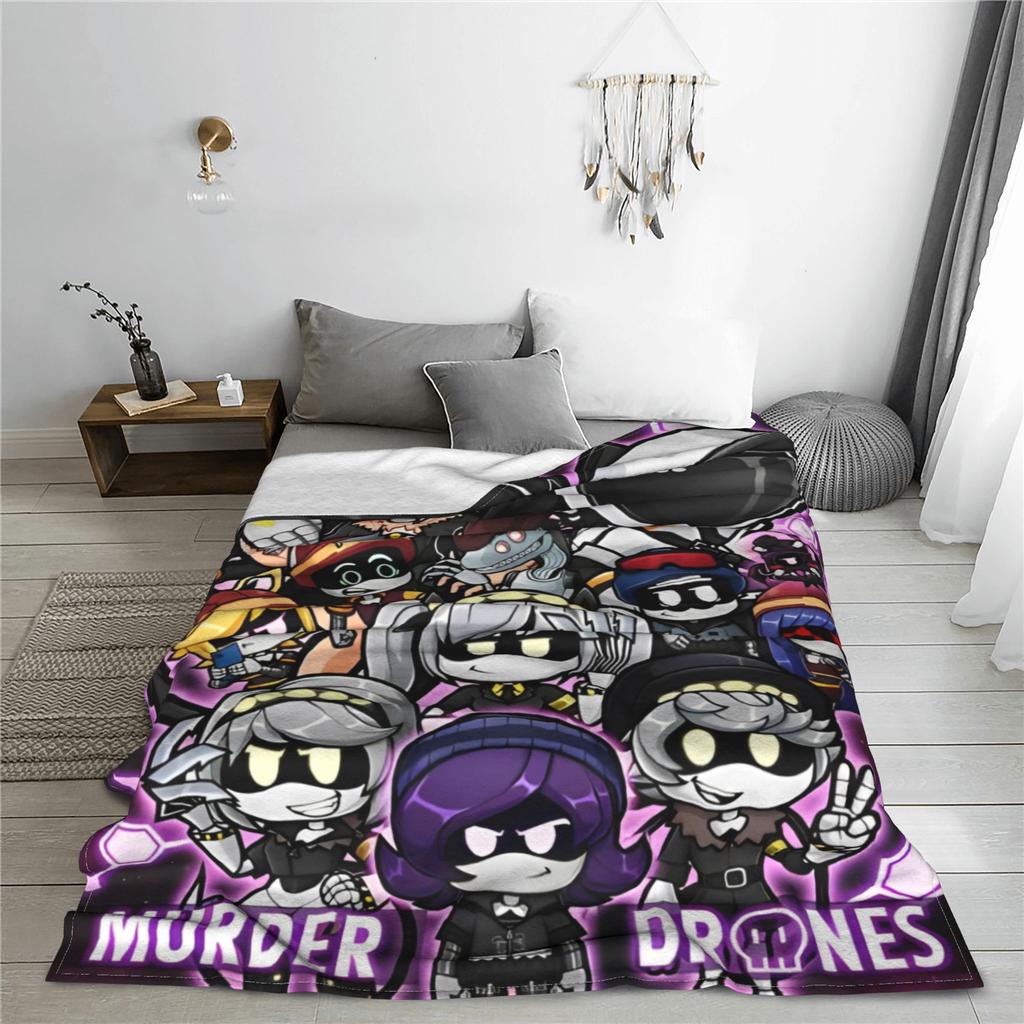 Chibis Murder Drones Knitted Blankets UZI Cartoon Flannel Throw Blankets Bedroom Sofa Decoration Soft Warm Portable Rug Piece