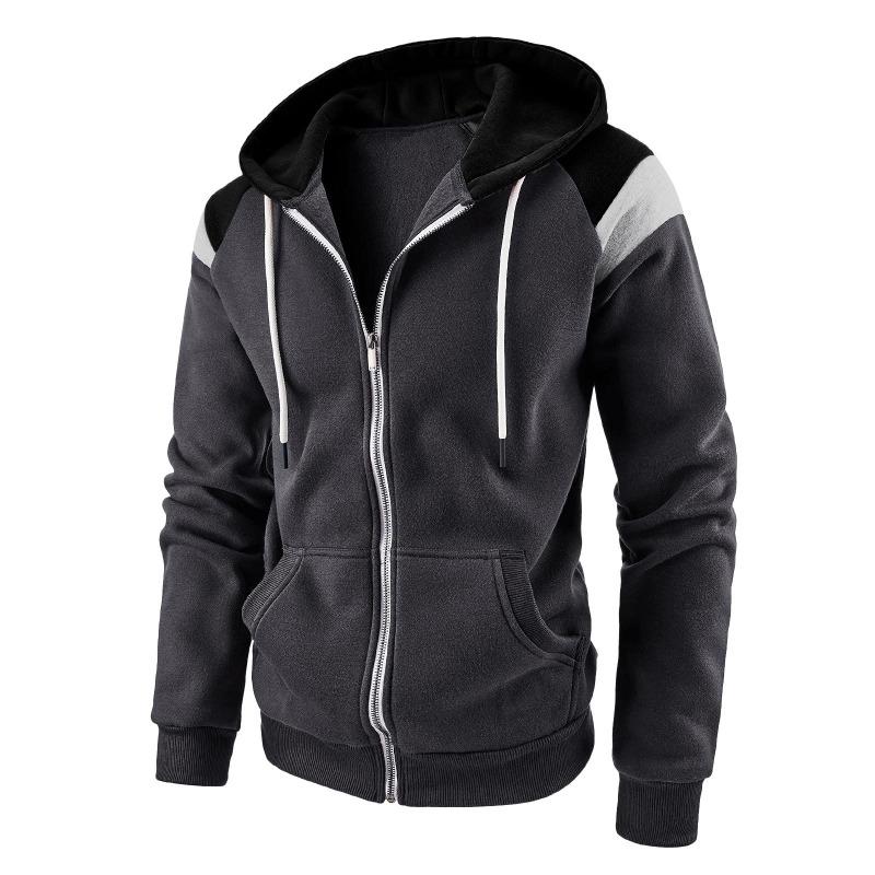 Herren S Color Block Kapuzenpullover mit Reißverschluss Lässiger Langarm