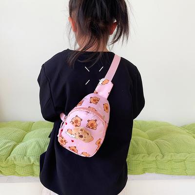 Children's Bags New Bear Cartoon Cute Capybara Dolls Children's Breast Bags Stream Printing Boys' Messenger Bags