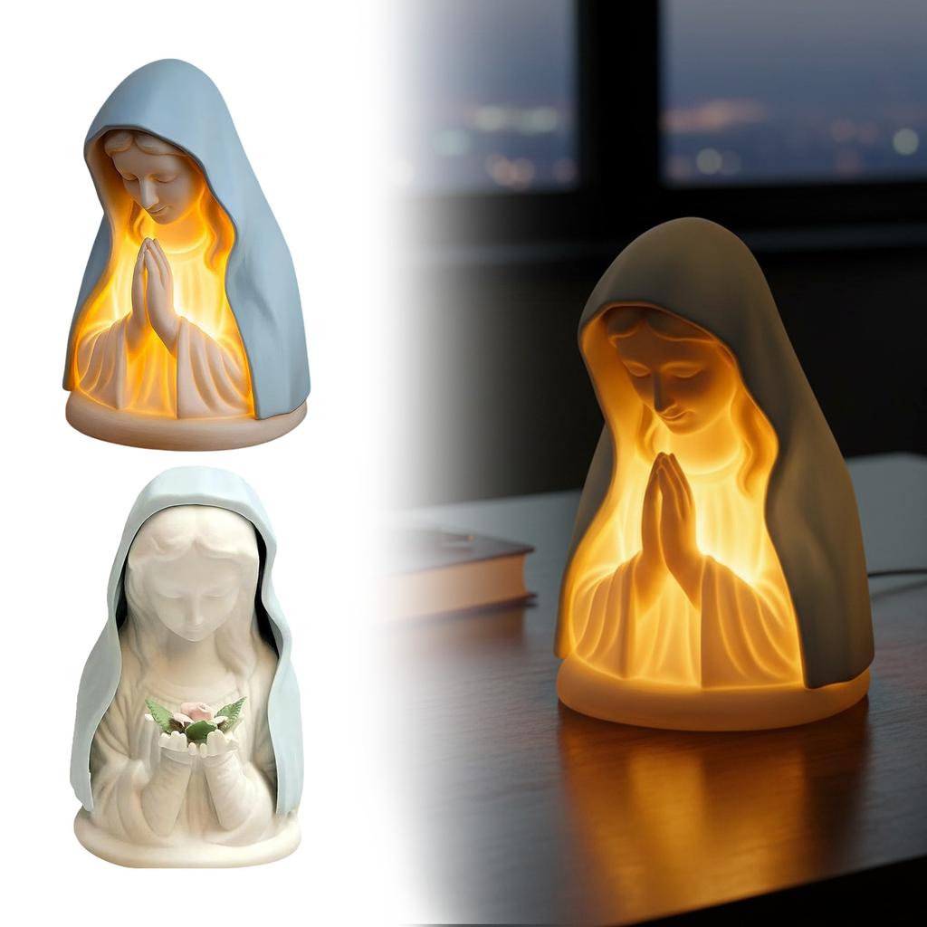 Virgin Mary Prayer Night Light Handcrafted Soft Eye Protection Night Lights Home Decoration Desk Accessories for Reading