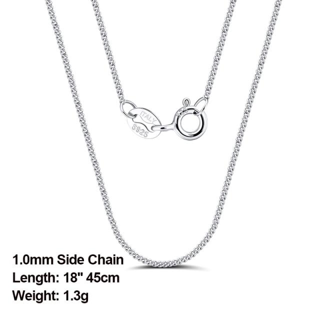 Italian 925 Sterling Silver Neck Chain Rose Gold Color 1.0mm Cable Chain Necklace Silver O-chain Cross Chain