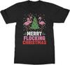 Merry Flocking Christmas - Flamingo with Santa Hat Unisex T-Shirt