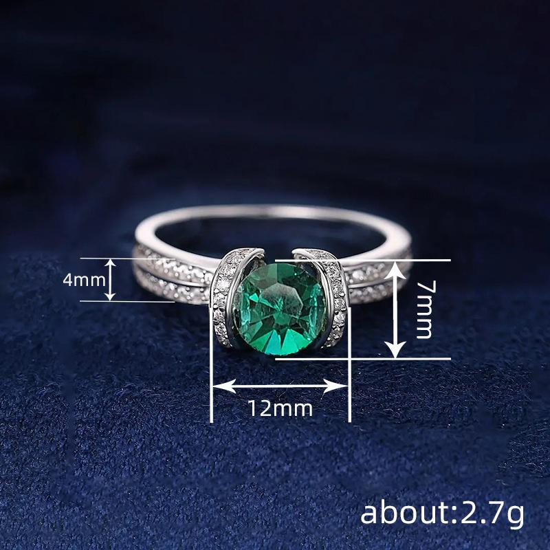 Emerald Ring Woman, Light Luxury High-End Lady Ring, Elegant Temperament Dress Accessories