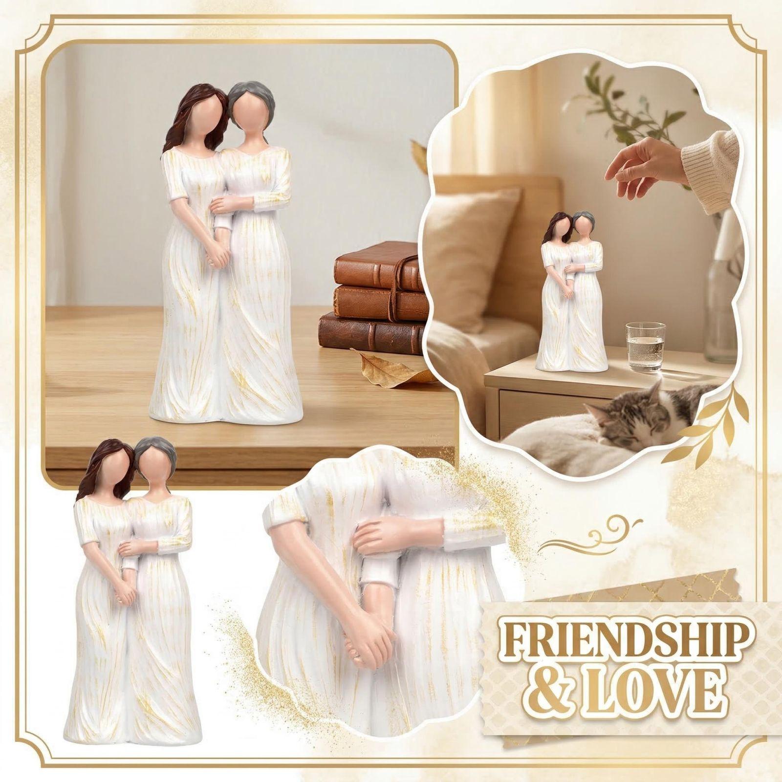 

Mother & Daughter Resin Figurine, Warm Family Sculpture For Home Decor One Size
