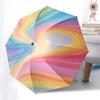 Rainbow Swirl Automatic Opening Folding Umbrella Portable 3 Fold Design with Iron Frame for Outdoor Use,Perfect Gift for Fans,Travelers,