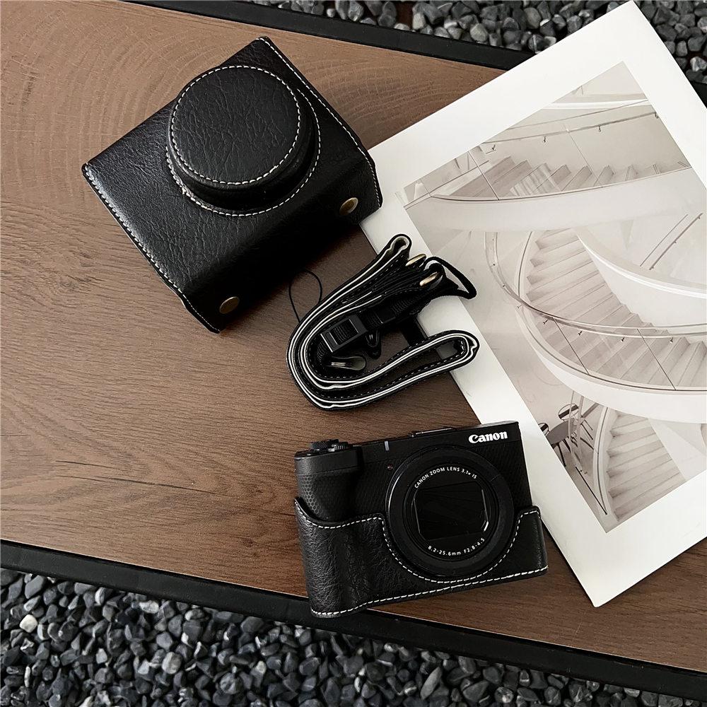 Luxury Version PU Leather Camera Case for Canon PowerShot V1 Camera Bag Battery Opening Cover With Strap