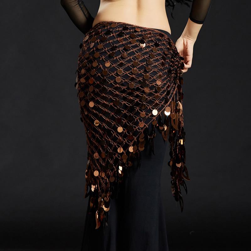 Dancer Cymbals Triangle Shawl & Mermaid Hip Scarf Belly Dance Costume with Waist Chain Accessory