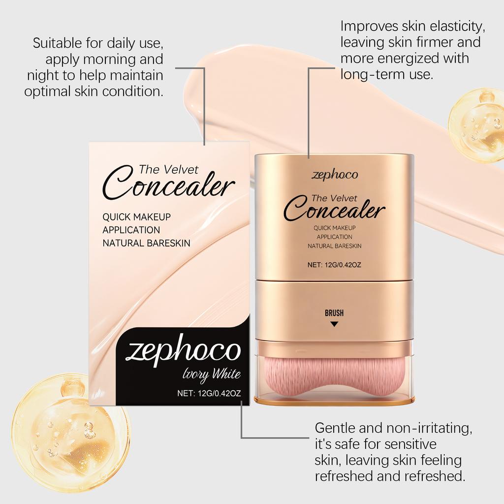 zephoco Ivory White 2-in-1 Concealer Foundation Stick, Lightweight, Comfortable, Moisturizing, Natural Makeup Product