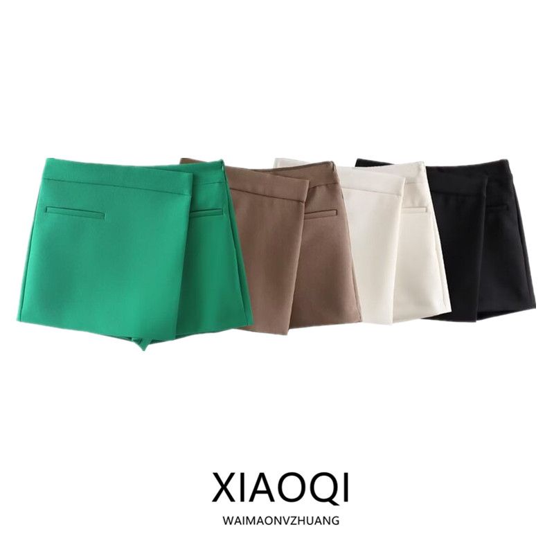 Fall 2024 High Waist Slim Looking Sheath A- line Skirt Women's Commute Leisure Asymmetric Culottes 4 Colors 7385597