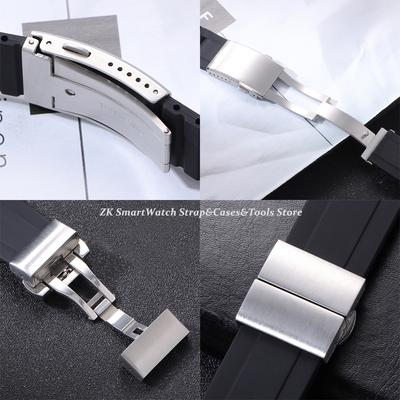 Silicone Watch Strap 22mm 20mm for Seiko for Fossil Wristband Curved End Solid Folding Buckle Watch Bracelet for Men Accessories