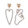 Elegant Heart-shaped Asymmetrical Rhinestone Earrings - High-end, Colorfast Design with Quality Assurance