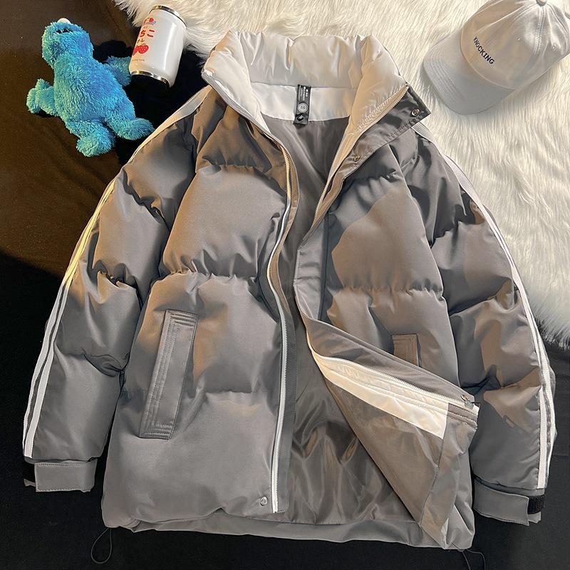 

Мужская зимняя повседневная хлопковая куртка с воротником-стойкой, утолщенная и теплая, в гонконгском стиле, водонепроницаемая, большого размера, утепленная куртка, хлопковая куртка 4XL серый