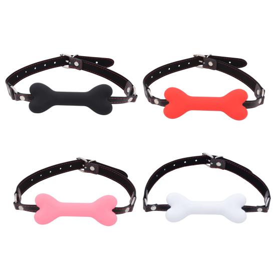 Bone-Shaped Silicone Ball Gag Adjustable BDSM Mouth Restraint for Bondage Roleplay Soft Body-Safe Discreet Adult Toy for Couples' Play