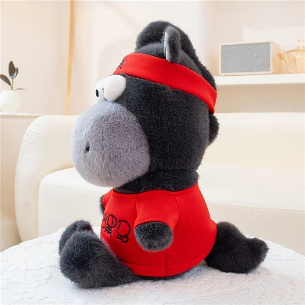 Cute Lucky Horse Plush Toys Good Luck Zodiac Pony Figurine Black Horse Plush Toy Birthday Gift