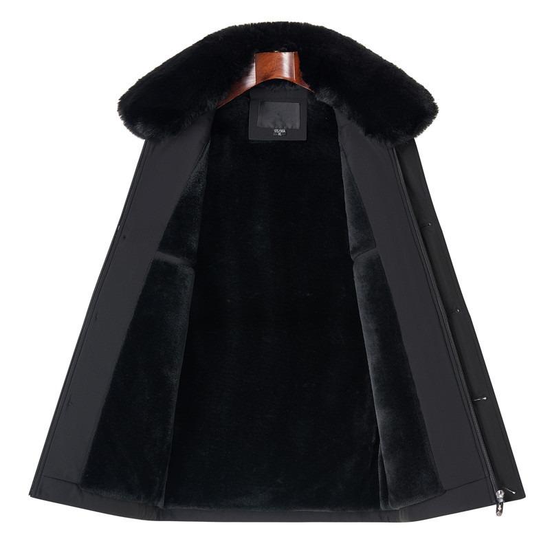 Winter dad velvet thickened warm padded jacket big board father loose padded jacket men middle-aged middle-aged long padded jacket