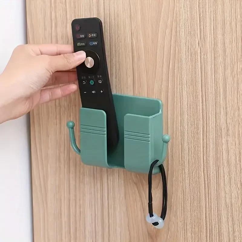 Self-Adhesive Wall Organizer Storage Box Wall Mount Phone Holder Plastic Charging Phone Stand Bracket Holder for Bedroom Office