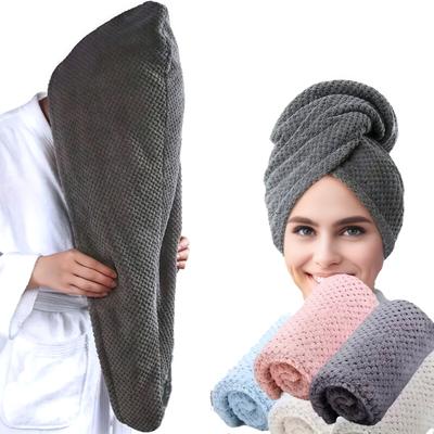 Dry Hair Cap High-Density Microfiber Fast Absorbing Soft Hair Towel Wrap Spiral Twist Non-Slip Design Reduces Frizz Static Hair Drying Hat