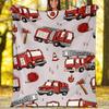 fire truck Theme Printed Blanket - Perfect for Couch, Bed, Travel & Outdoor Use | Machine Washable, Cozy & Durable.