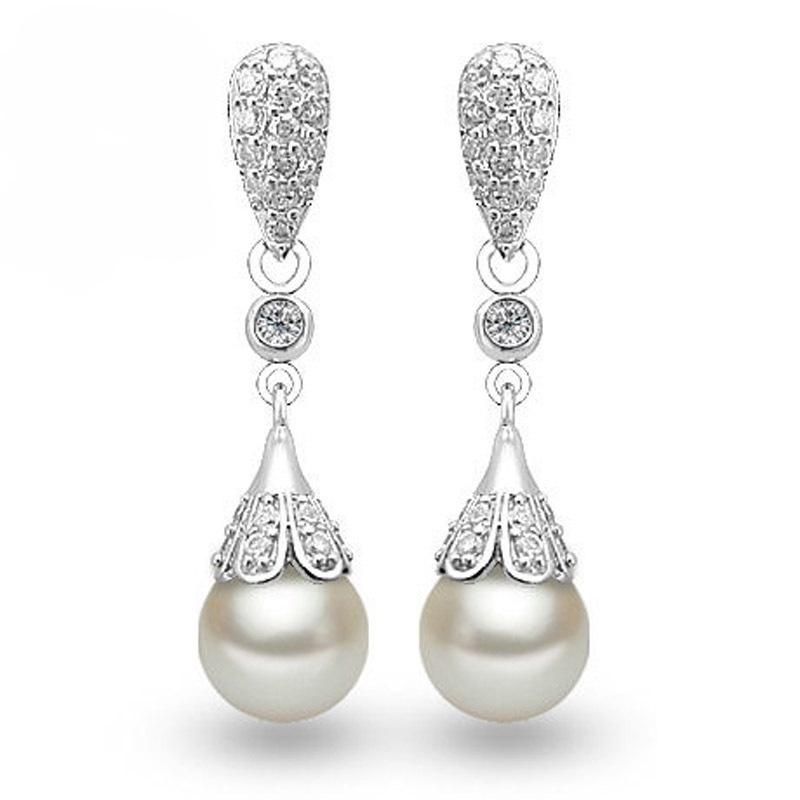 

Длинные круглые серьги-гвоздики из искусственного жемчуга с цирконом для женщин серебряный