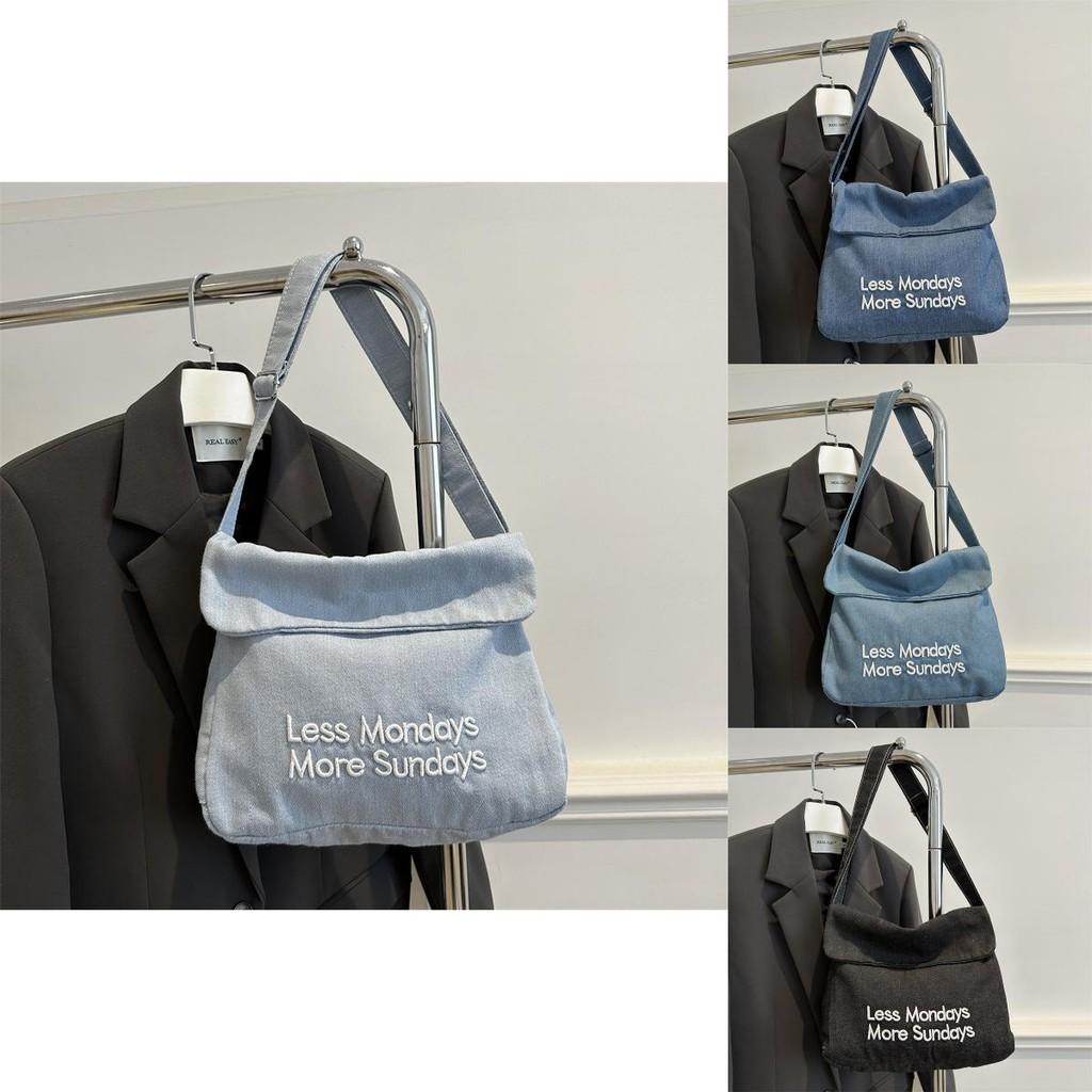 Sac Cabas D'Épaule Décontracté Tendance En Jean Pour Femmes De Taille Moyenne Douce Avec Poches