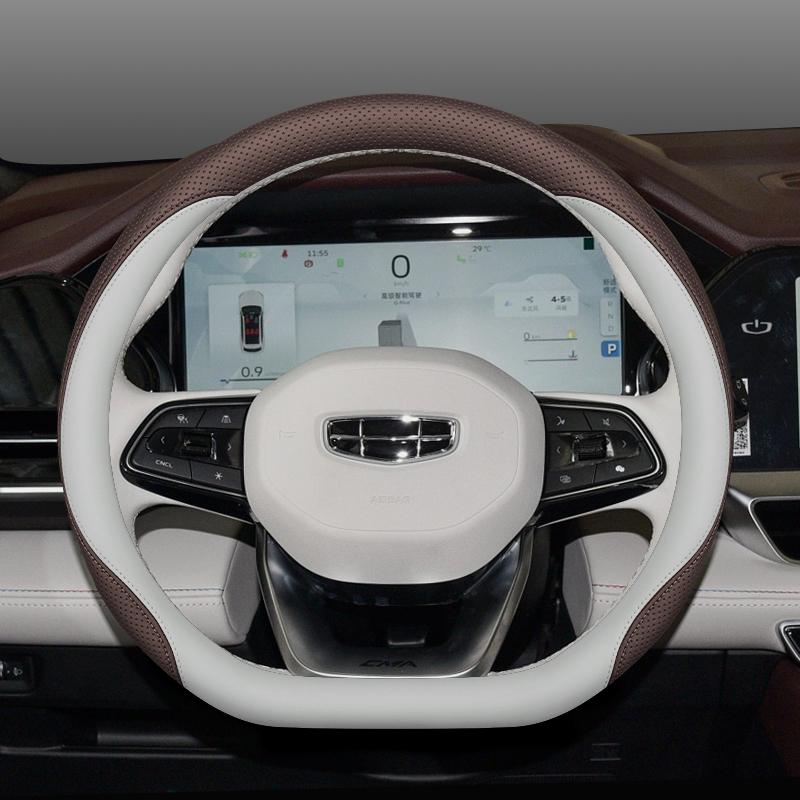 Leather Car Steering Wheel Cover for Geely Coolray Preface Monjaro Starray Emgrand Cityray Boyue L Okovango Accessory 2025 2026