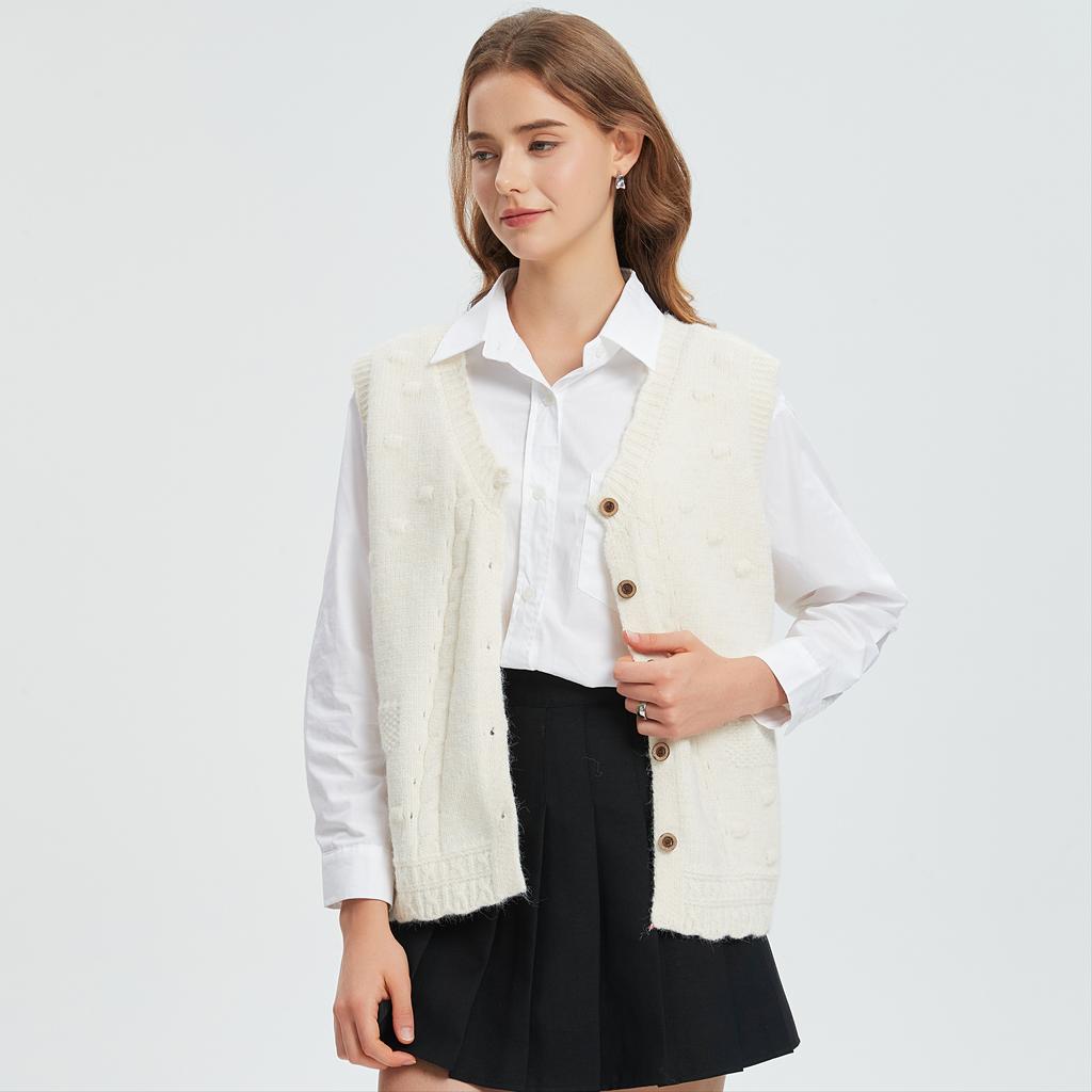 DIMANAF 2025 Winter Plus Size Autumn Women Sleeveless Vest Sweaters Knitting Buttons Oversize Casual Style Loose Sweater